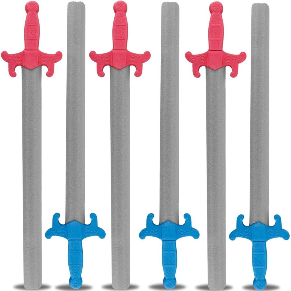 imageLiberty Imports 6 PCS Giant Foam Swords Large 11 Scale Strong Toy Weapons Kids Medieval Warrior Knights Pretend Play Safe Fighting Set  Red vs Blue 30 Inches