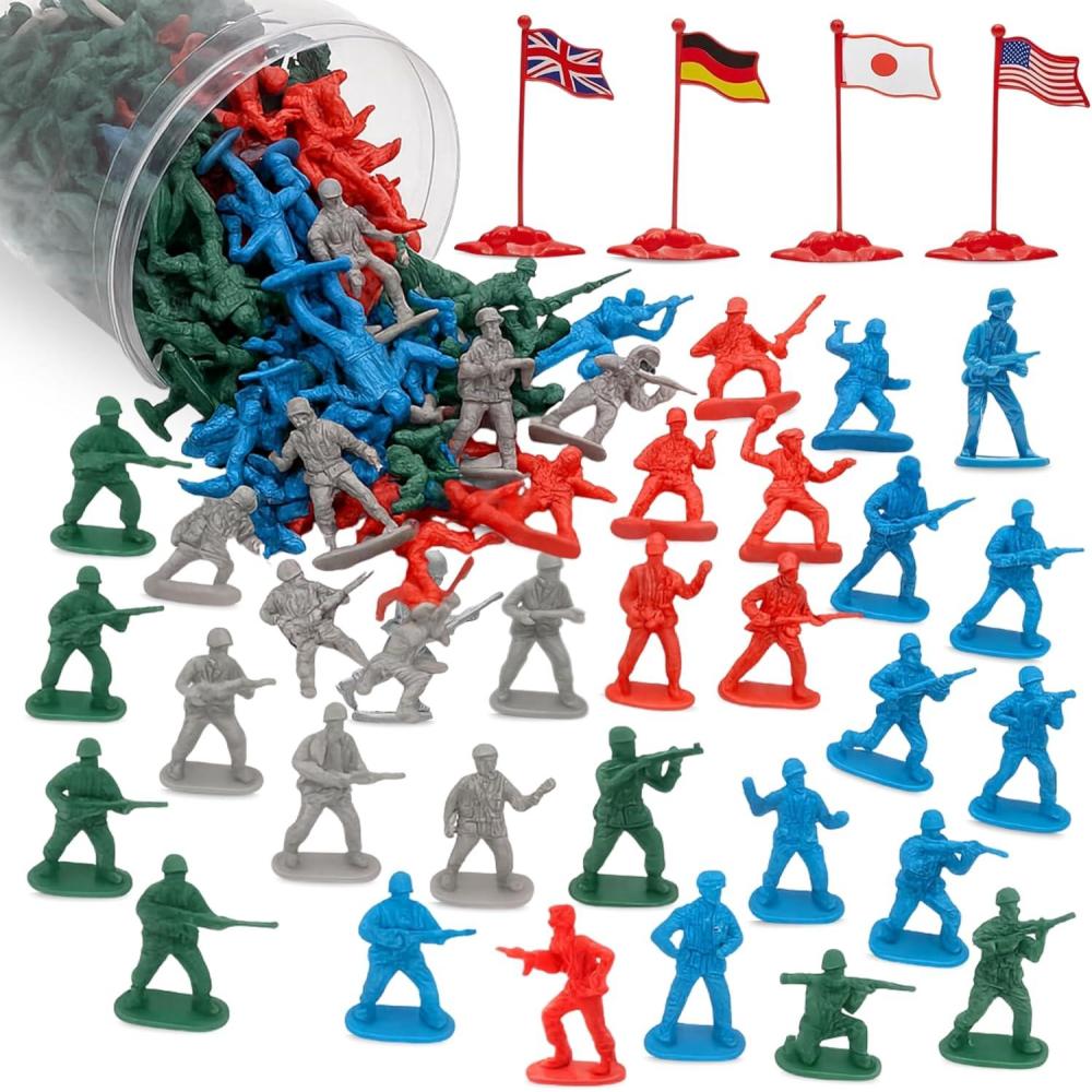 imageLiberty Imports Army Men Toy Soldiers Playset Bucket  WWII Action Figures with Military Vehicles Accessories ampamp Flags  Kids Imaginative Battle Toy Set 200 PCS  Soldiers Only200 PCS  Soldiers Only
