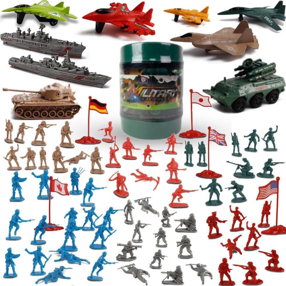 imageLiberty Imports Army Men Toy Soldiers Playset Bucket  WWII Action Figures with Military Vehicles Accessories ampamp Flags  Kids Imaginative Battle Toy Set 200 PCS  Soldiers Only120 PCS  Soldiers  Jumbo Vehicles