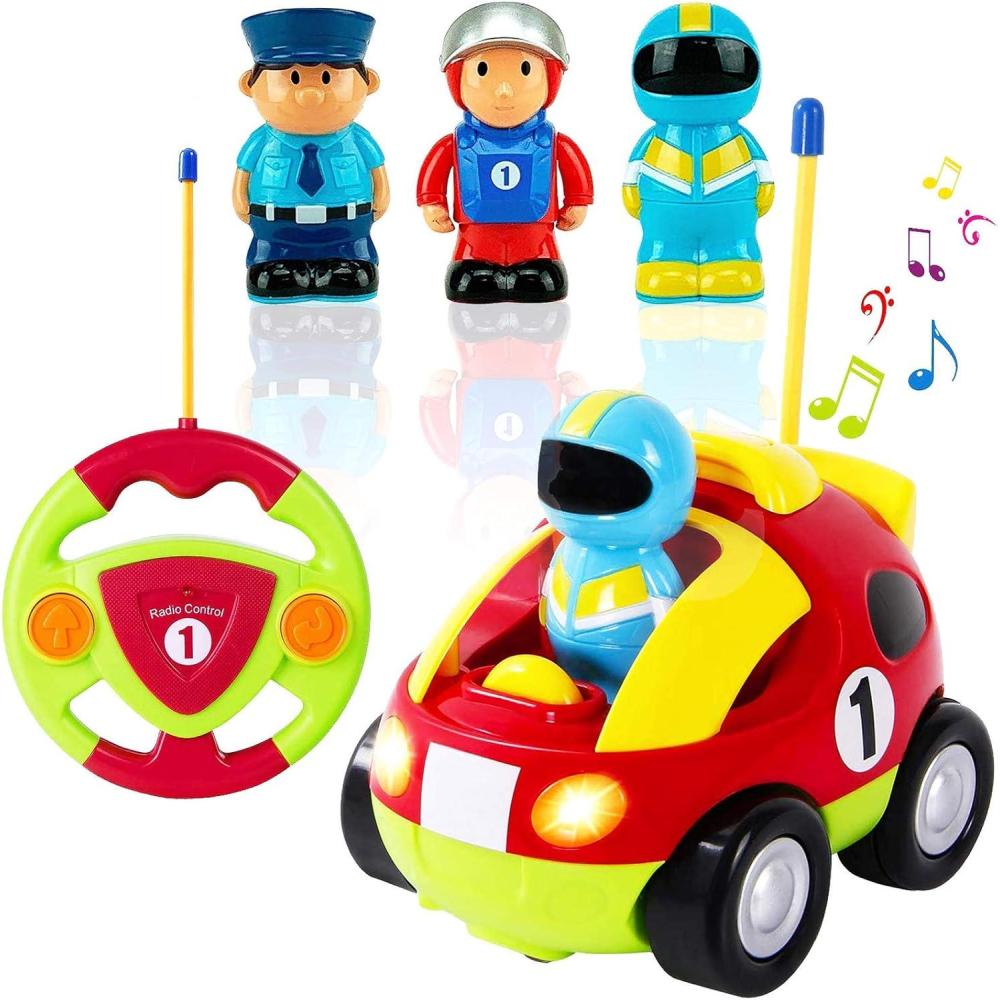imageLiberty Imports My First Cartoon RC Remote Control Cars for Toddlers Ages 13 Radio Control Toy for Baby Kids 18 Months TrainRace Car