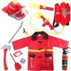 imageLiberty Imports 12 Piece Kids Fireman Costume Gear Firefighter Chief Dress Up Clothes for Role Play Toy Set with Backpack Water Gun Fire Extinguisher and Accessories