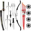 imageLiberty Imports Ninja Warrior Bow and Arrow Archery Set with Katana Sword Sai Melee Toy Weapons for Kids Pretend Role Play Equipment Cosplay Costume Accessories