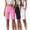 imageLiberty Pro 3 Pack Womens 10 Bermuda Shorts with Pockets Plus Size Quick Dry Casual Long Shorts KneeLength Tummy ControlPinkWhiteBlack