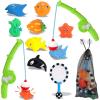 imageMagnetic Toddler Bath Toys  Kids Fishing Pool Game Set of 2 Fishing Poles 8 Rubber Sea Animals ampamp Net  Water Toys with Mesh Organizer Bag