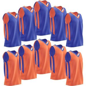 10-Pack Men’s Reversible Custom Basketball Jerseys, Plain Mesh Athletic Sleeveless Shirts Blank Team Uniforms Set(Blue/Orange)
