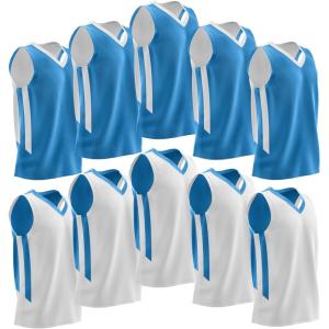 10-Pack Men’s Reversible Custom Basketball Jerseys, Plain Mesh Athletic Sleeveless Shirts Blank Team Uniforms Set(Carolina Blue/White)