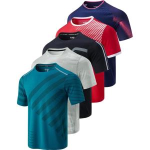 5 Pack Men’s Active Quick Dry Crew Neck T Shirts | Athletic Running Gym Workout Short Sleeve Tee Tops Bulk(Camo/Red/Navy/Black/Teal Blue)