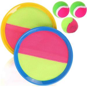 Classic Toss and Catch Sports Kids Toy Paddle Game Set with 2 Paddles, 2 Sticky Balls & Bean Bag Ball