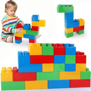 Liberty Imports 24 PCS Giant Building Blocks Starter Set for Toddlers, Plastic Large Building Blocks for Kids Creative Play, Big Stacking Bricks for Children, Kids (Primary Colors)(Primary Colors)
