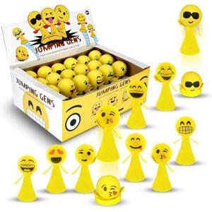 Liberty Imports 24 PCS Jumping Emoticon Popper Spring Launchers LED Light Up Toy Bouncy Party Favors Supplies and Goodie Bag Fillers for Kids, Toddlers (Classic Edition)(Classic Edition)