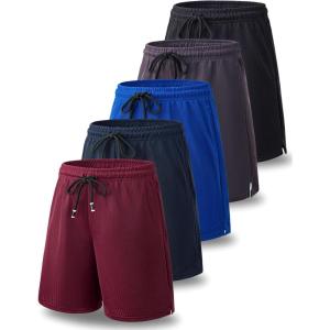 Liberty Imports 5 Pack Big Boys Youth Athletic Mesh Basketball Shorts with Pockets Quick Dry Activewear(Navy/Royal/Black/Maroon/Charcoal)