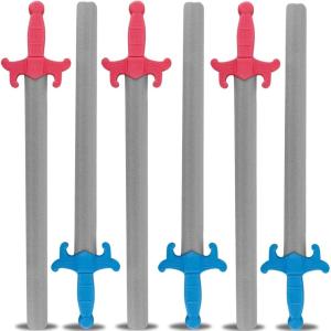 Liberty Imports 6 PCS Giant Foam Swords, Large 1:1 Scale Strong Toy Weapons, Kids Medieval Warrior Knights Pretend Play Safe Fighting Set – Red vs Blue (30 Inches)