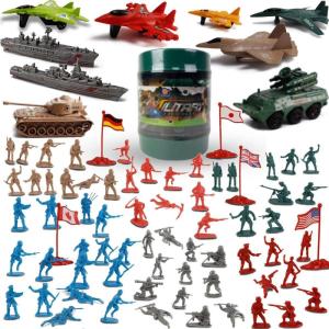 Liberty Imports Army Men Toy Soldiers Playset Bucket – WWII Action Figures with Military Vehicles, Accessories & Flags – Kids Imaginative Battle Toy Set (200 PCS – Soldiers Only)(120 PCS – Soldiers + Jumbo Vehicles)