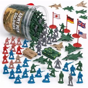 Liberty Imports Army Men Toy Soldiers Playset Bucket – WWII Action Figures with Military Vehicles, Accessories & Flags – Kids Imaginative Battle Toy Set (200 PCS – Soldiers Only)(124 PCS – Soldiers + Mini Vehicles)
