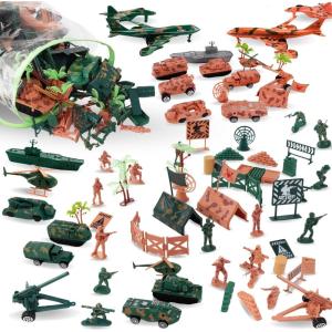 Liberty Imports Army Men Toy Soldiers Playset Bucket – WWII Action Figures with Military Vehicles, Accessories & Flags – Kids Imaginative Battle Toy Set (200 PCS – Soldiers Only)(73 PCS – Soldiers + Vehicles)