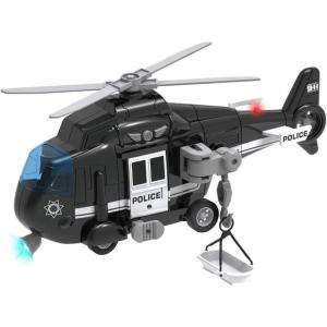 Liberty Imports Police Rescue Helicopter Friction Powered Toy Vehicle for Boys | Push and Go Chopper with Pretend Play Action Lights and Sounds(Police)