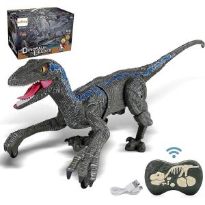 Liberty Imports Remote Control Dinosaur Toys for Kids, RC Velociraptor Robot Toys 2.4Ghz Walking Large Electronic Pet Robo Dino with Lights and Roaring Sound for Boys Girls(Velociraptor)