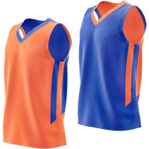 Liberty Imports Reversible Men’s Mesh Athletic Basketball Jersey Single for Team Scrimmage(Blue/Orange)