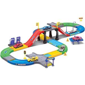 My First Speed Racing Assembly Track Builder Toy Playset – Starter Kit with 6 Diecast Cars, Accessories for Kids