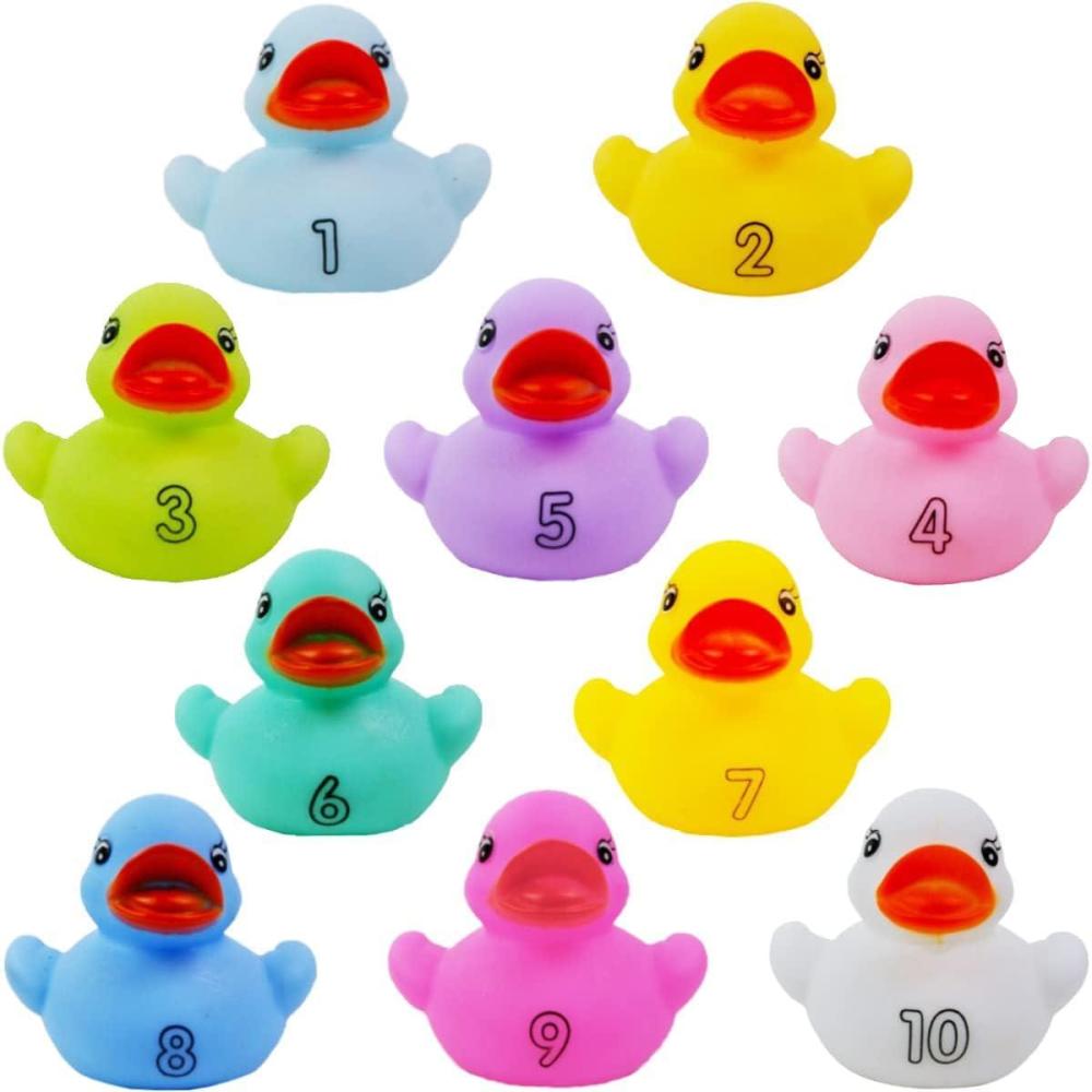 image10 Pack Numbers Counting Rubber Ducks Colorful Bath Toys  1 2 3 Learn to Count Numeracy Early Learning Educational Bathtime Squeak Duckies Bathtub Set for Kids Toddlers