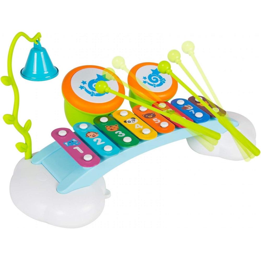 imageBaby Toys Rainbow Xylophone Musical Toy Piano Bridge Instrument with 6 Music Cards 8 Notes Ringing Bell and Drums