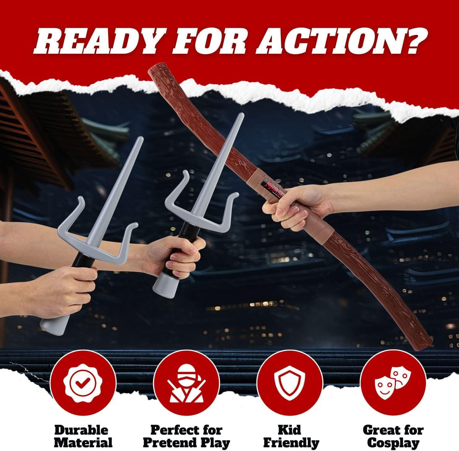 imageLiberty Imports Ninja Warrior Toy Weapons Role Playset Kids Pretend Play Dress Up Battles Costume AccessoriesSet 2