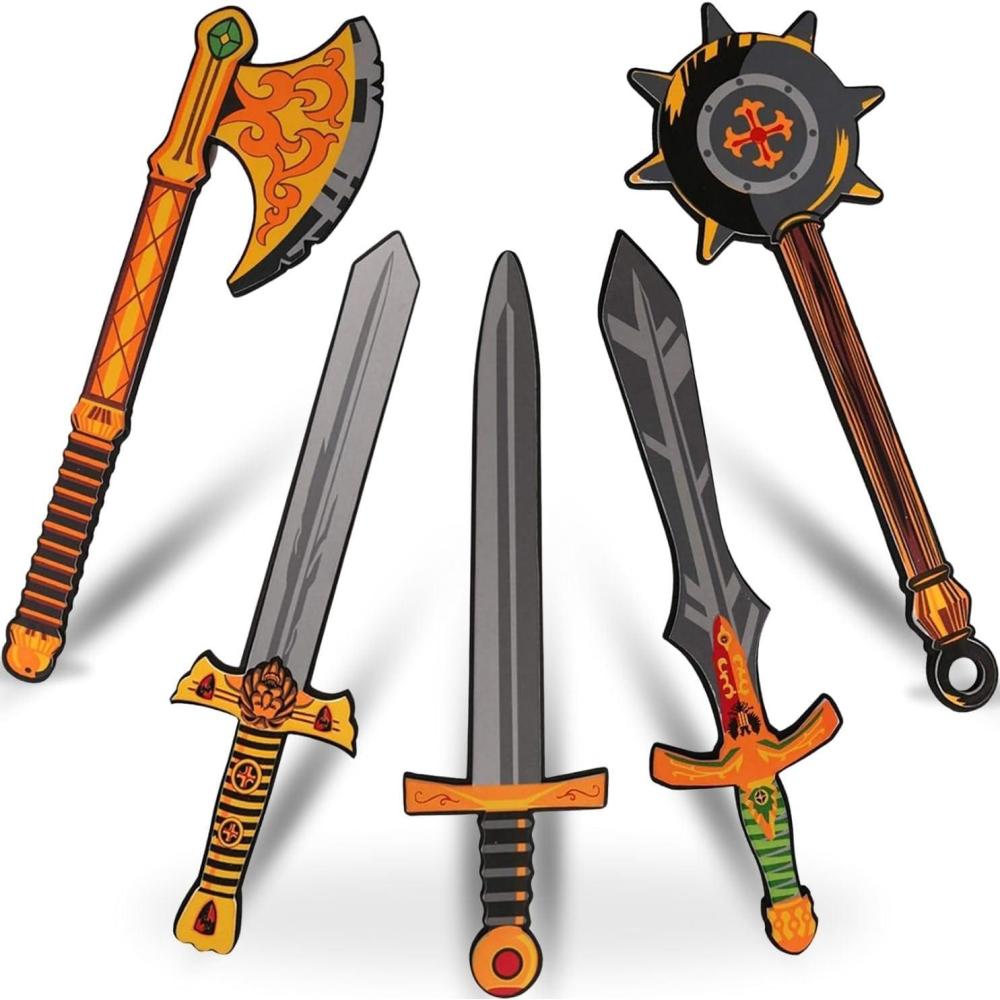 image12 Pack Foam Swords and Shields Playset Medieval Combat Ninja Warrior Weapons Costume Role Play Accessories for Kids Party Favors5 Pack