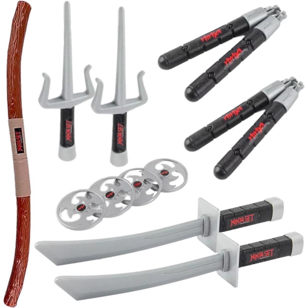 imageLiberty Imports Ninja Warrior Toy Weapons Role Playset Kids Pretend Play Dress Up Battles Costume AccessoriesSet 1