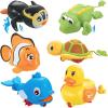 image6 PCS Swimming Wind Up Bath Toys  Sea Animals in The Bathtub Windup Motorized Kids Water Bathtime Fun