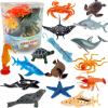 imageLiberty Imports Bucket of Ocean Sea Animals Toys  16 PCS Large Underwater Deep Sea Creaures Realistic Soft Plastic Marine Educational Toy Figures Playset for Toddlers Kids