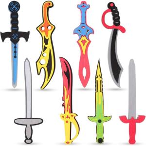 12 Pack Foam Swords and Shields Playset, Medieval Combat Ninja Warrior Weapons Costume Role Play Accessories for Kids Party Favors(8 Pack)