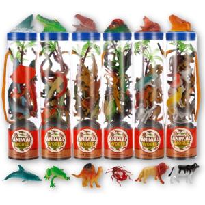 6 PACK Small Animal Figures Toys, 78 Pieces Realistic Mini Dinosaur Insect Sea Farm Reptile Wild Jungle Zoo Plastic Little Creatures Playset, Cake Topper Party Favors for Kids, Toddlers