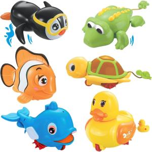 6 PCS Swimming Wind Up Bath Toys – Sea Animals in The Bathtub Windup Motorized Kids Water Bathtime Fun