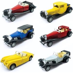 6 Pack – Diecast Cars Antique Classic American Vehicles with Pullback Action and Openable Doors, Collectible Vintage Retro Model Cars Toy for Display and Gifts for Kids (1:32 Scale)