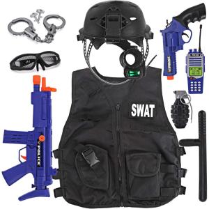 Liberty Imports Kids Costume Dress Up Deluxe Role Play Set with Helmet, Night Vision Monocular, Guns, Weapons, Accessories(Swat)