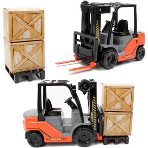 Liberty Imports Toy Forklift Truck with Pallet & Cargo – 1:22 Scale Friction Powered Wheels & Manual Lifting Control – Warehouse Lifting Vehicle for Kids Play