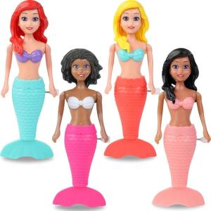 Mermaid Bath Toys for Toddlers Kids Girls – Princess Wind Up Tail Flap Floating Water Bathtub Toys, Swimming Pool Bathing Time Fun (6 Pack)(4 Pack)