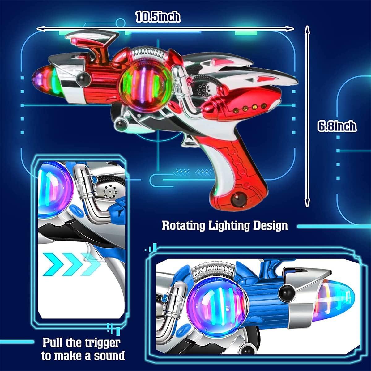 image2 Pack Electric Toy Space Guns Red ampamp Blue Space Ranger Blaster Pistols for Kids Pretend Play with Flashing LED Lights and Blasting Laser FX Sound Effects