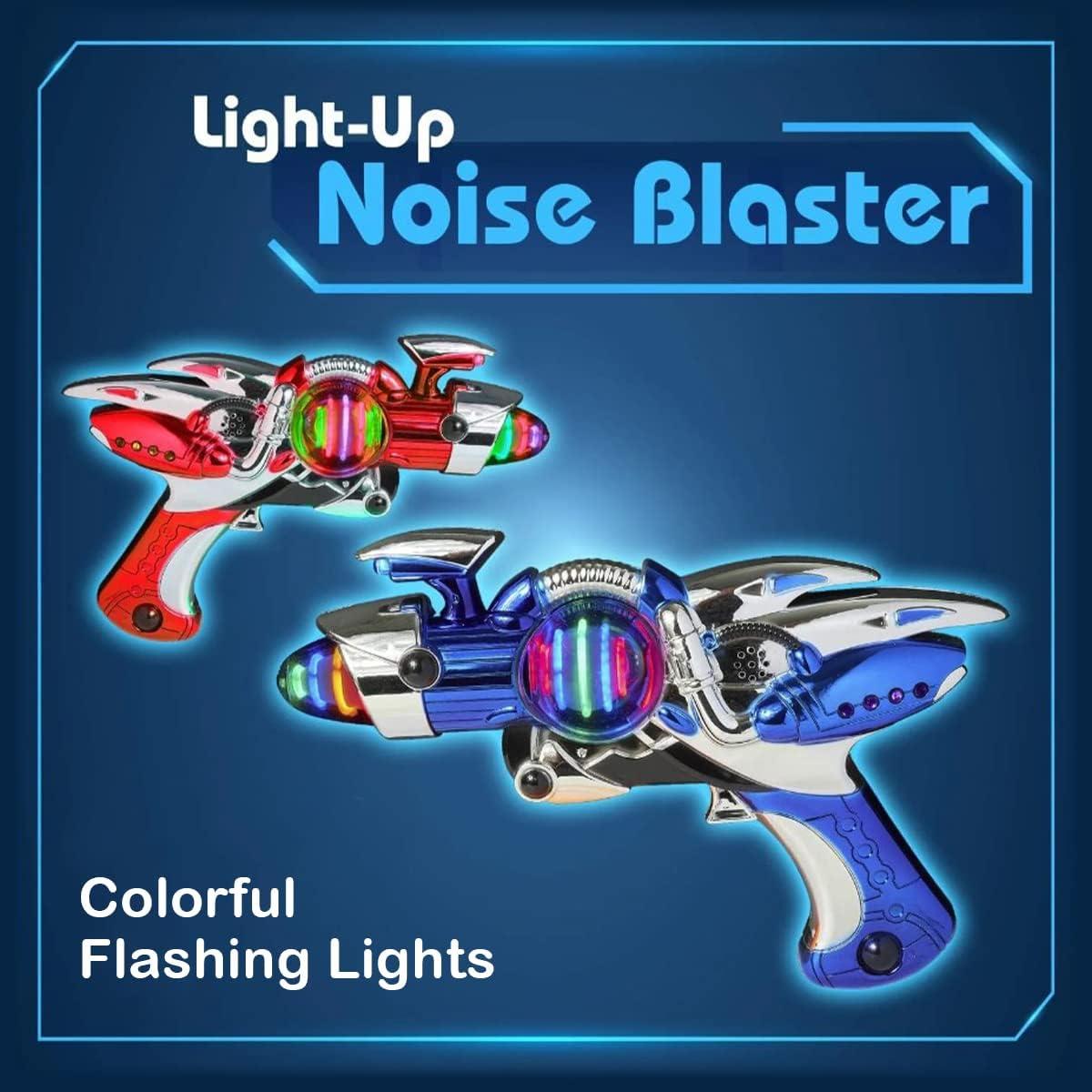 image2 Pack Electric Toy Space Guns Red ampamp Blue Space Ranger Blaster Pistols for Kids Pretend Play with Flashing LED Lights and Blasting Laser FX Sound Effects