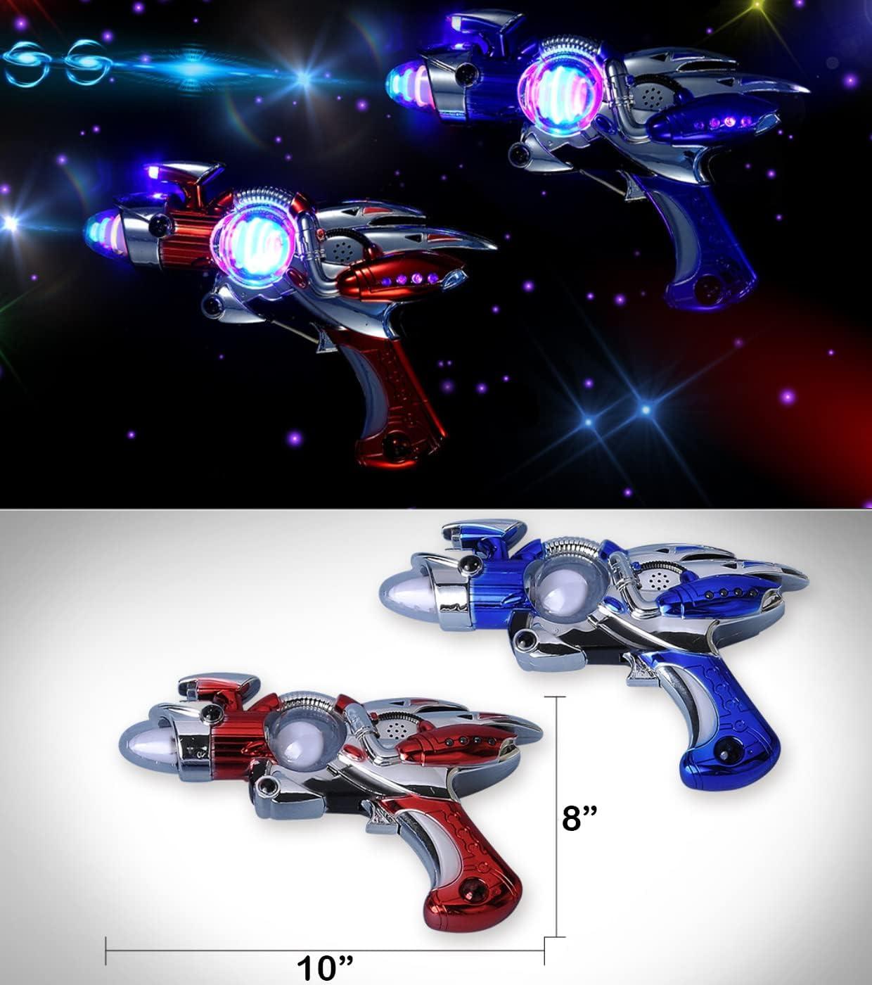 image2 Pack Electric Toy Space Guns Red ampamp Blue Space Ranger Blaster Pistols for Kids Pretend Play with Flashing LED Lights and Blasting Laser FX Sound Effects