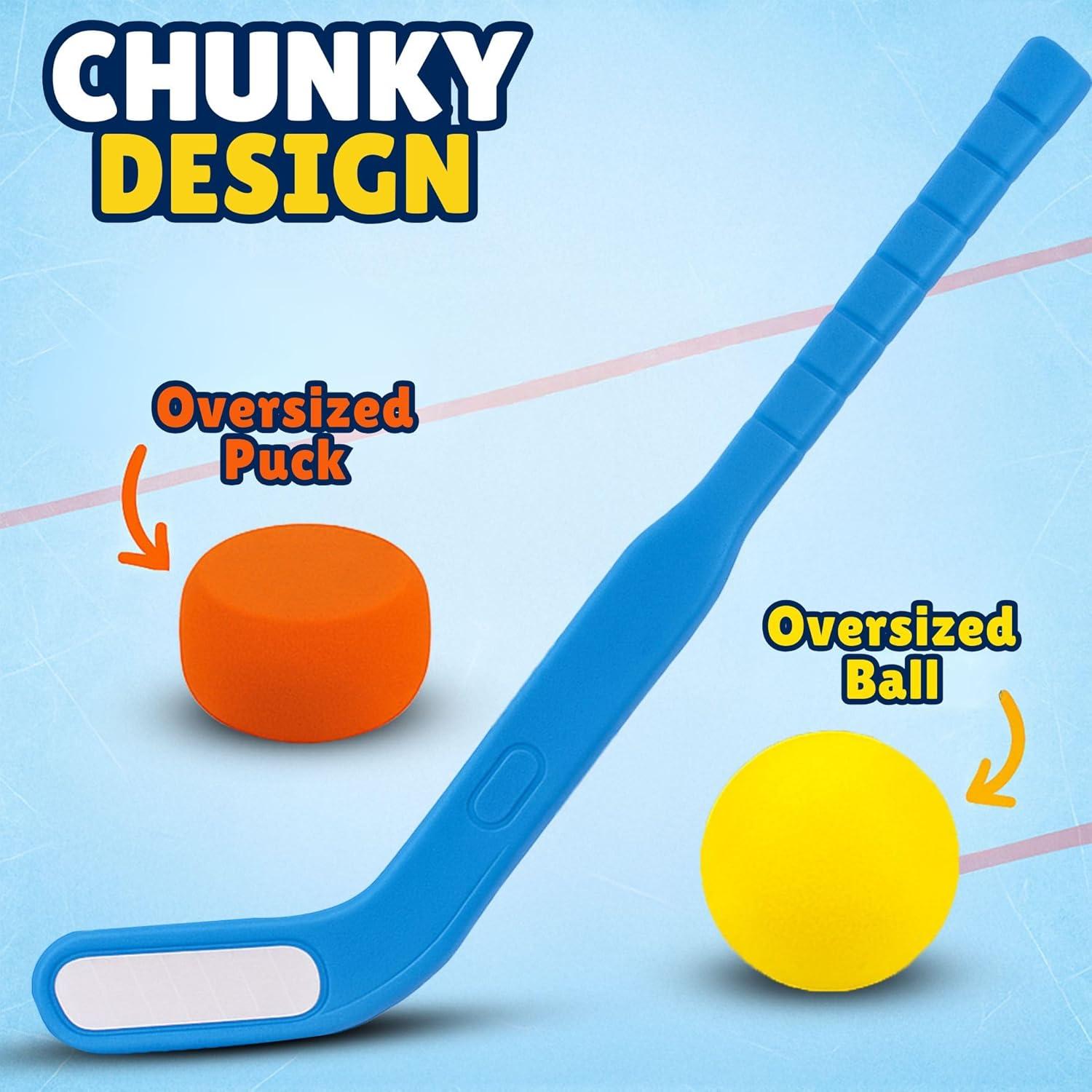 imageKids Floor Hockey Stick Set  29quot Youth Indoor Outdoor Toys Sports Starter Set with Plastic Puck and Ball for Toddlers Children Ages 37 2 Pack2 Pack