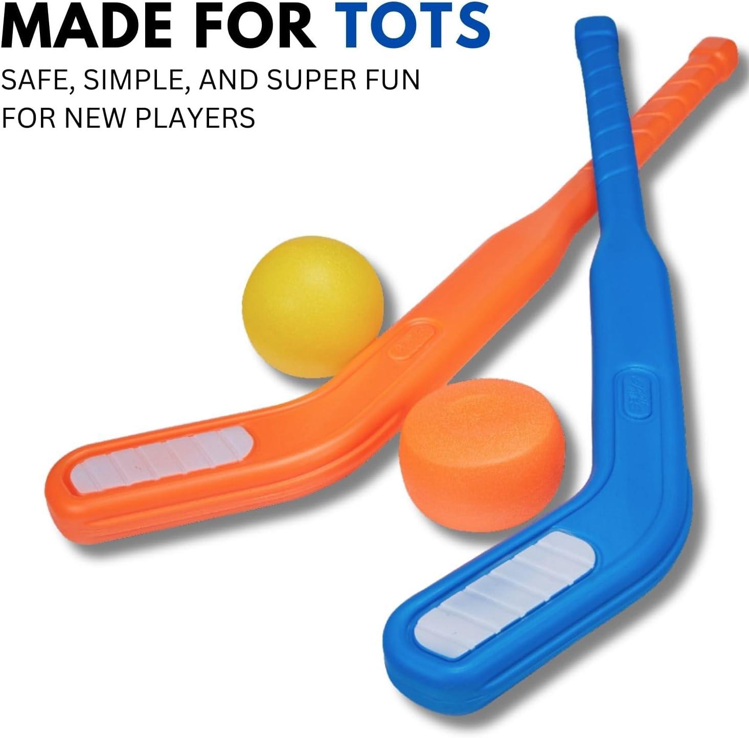imageKids Floor Hockey Stick Set  29quot Youth Indoor Outdoor Toys Sports Starter Set with Plastic Puck and Ball for Toddlers Children Ages 37 2 Pack6 Pack