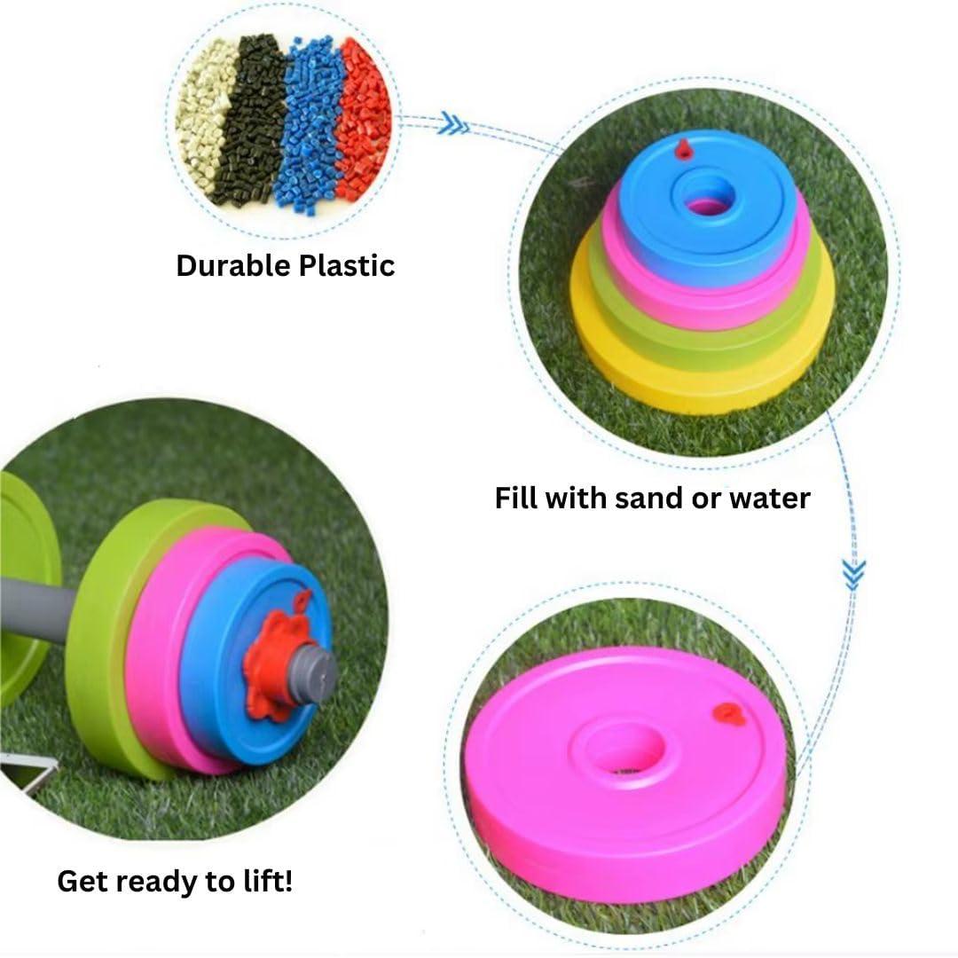 imageKids Workout Dumbbell Weights Set  Toddler Toy Gym Equipment for Pretend Play Lifting Exercise ampamp Fitness  Adjustable Fill with Sand or Water2 Pack