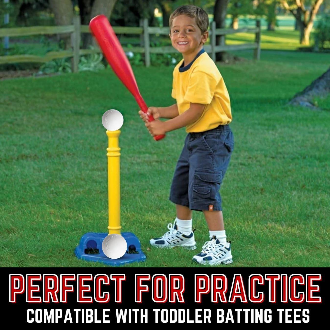 imageLiberty Imports 12 PCS Toddler ampamp Little Kids Replacement T Ball Baseball Balls  Jumbo Plastic TBalls with Mesh Bag 35inch Oversized Tballs for Totsports TBall Set Softball Training