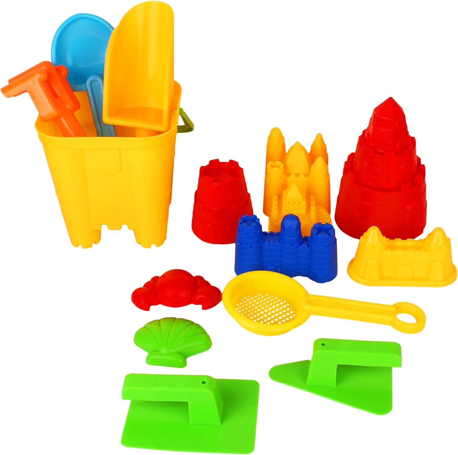 imageLiberty Imports 15Piece Sand Castle Building Kit  Ultimate Beach Toy Set with Large Bucket Rake Shovels Molds and More  Ideal for Kids Sand Play Beach Fun and Outdoor Activities
