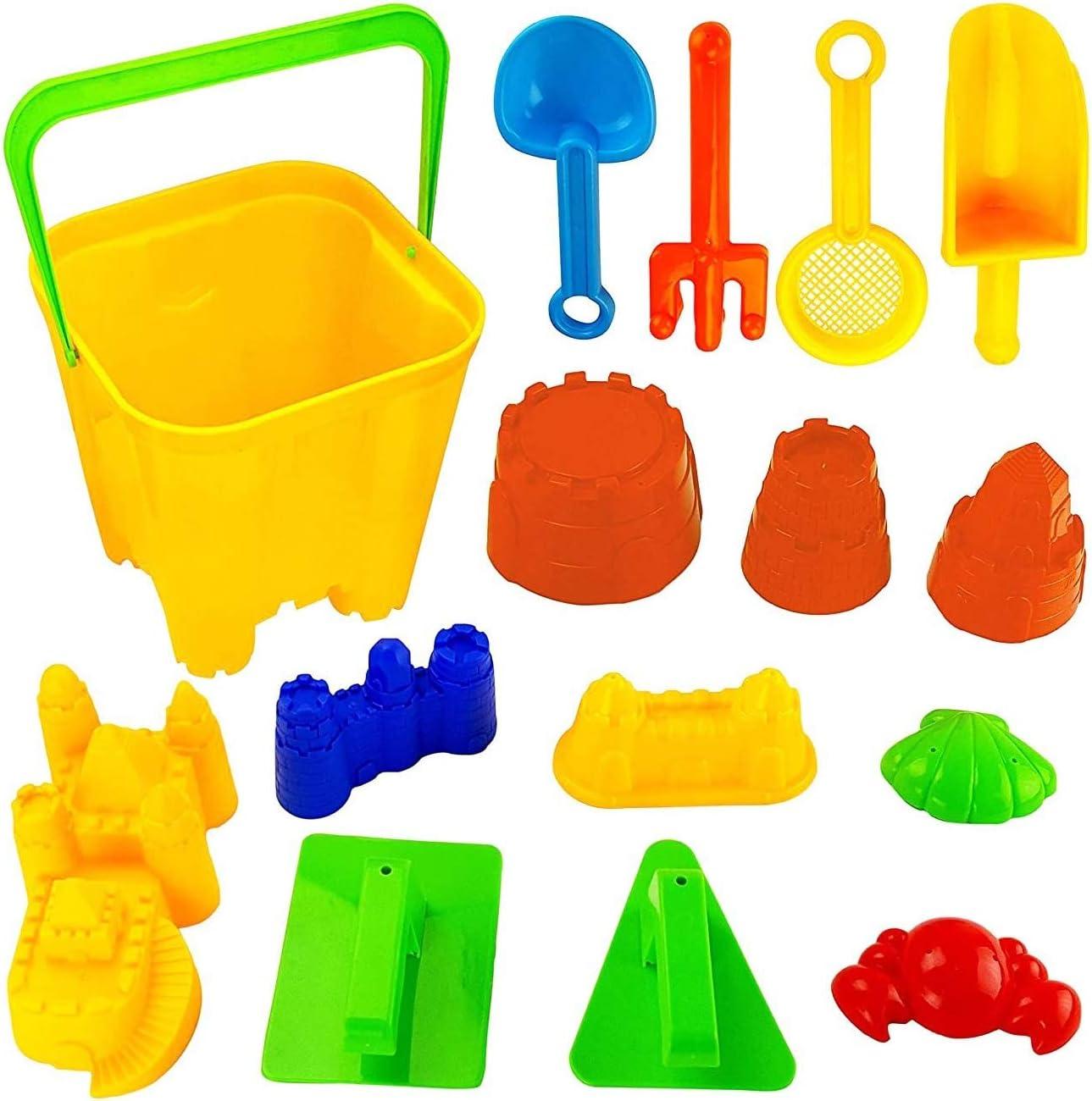 imageLiberty Imports 15Piece Sand Castle Building Kit  Ultimate Beach Toy Set with Large Bucket Rake Shovels Molds and More  Ideal for Kids Sand Play Beach Fun and Outdoor Activities