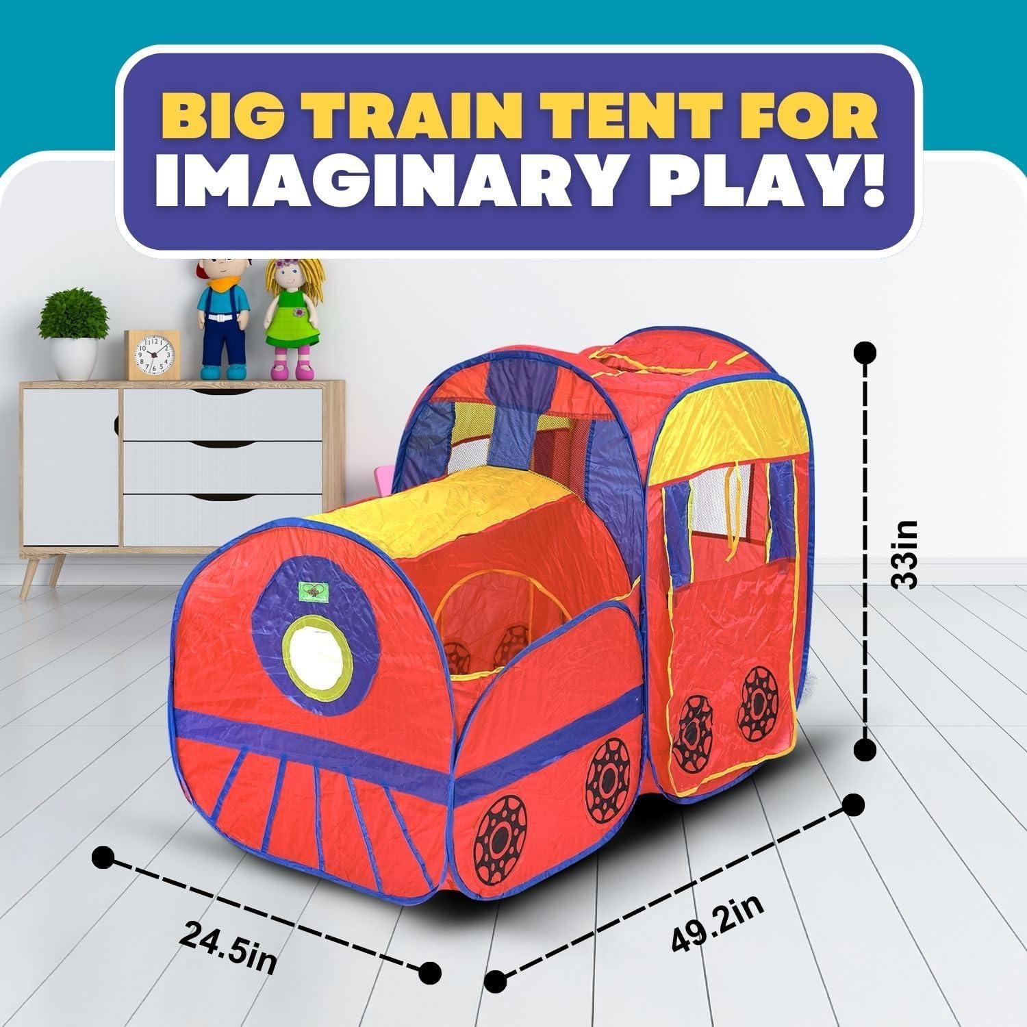 imageLiberty Imports Kids Pop Up Play Tent  Foldable Indoor and Outdoor Locomotive Train Playhouse for Toddlers Boys and Girls