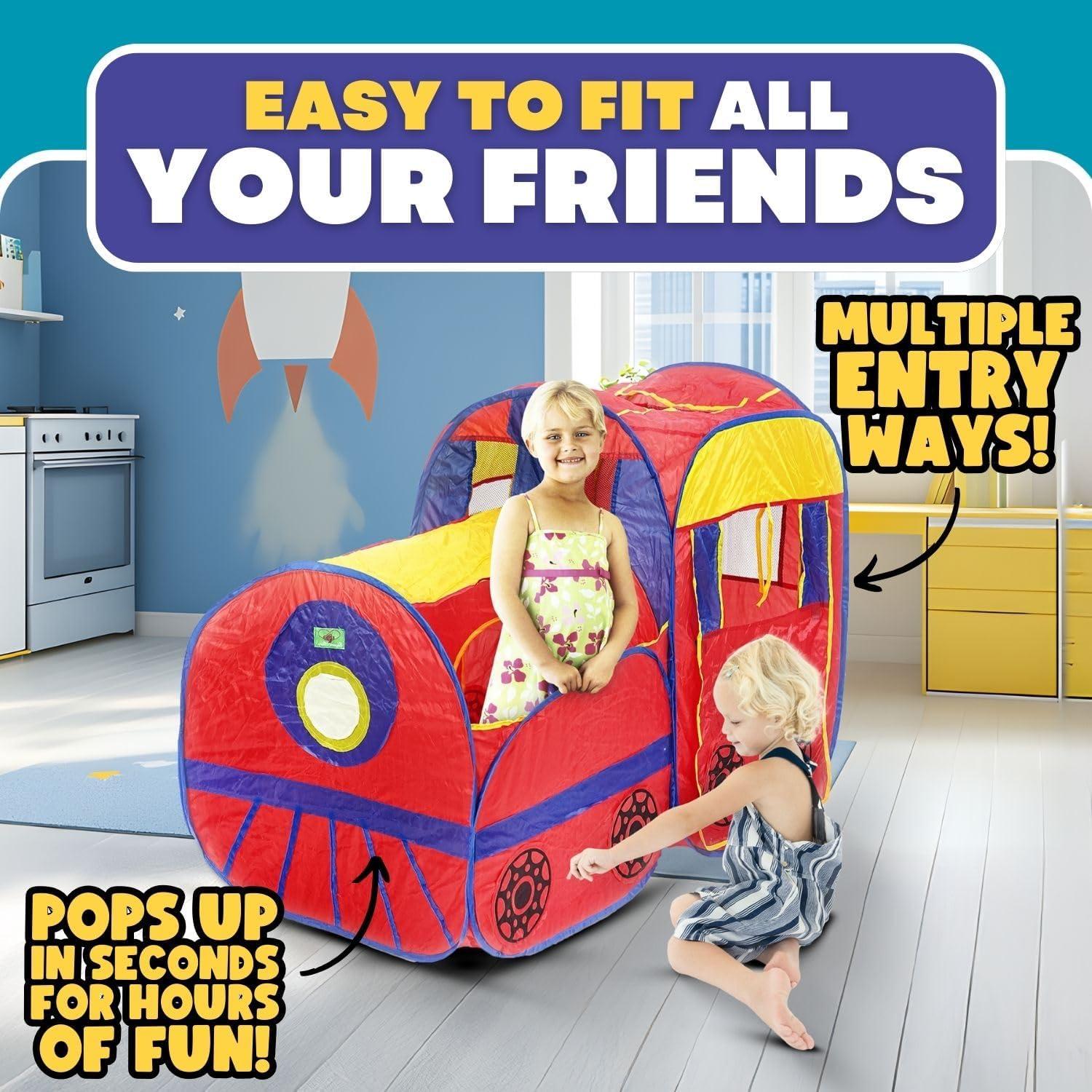imageLiberty Imports Kids Pop Up Play Tent  Foldable Indoor and Outdoor Locomotive Train Playhouse for Toddlers Boys and Girls
