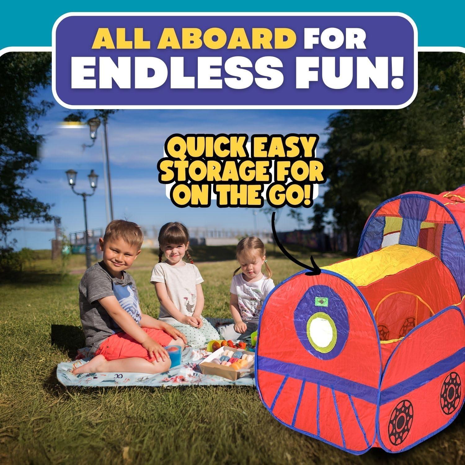 imageLiberty Imports Kids Pop Up Play Tent  Foldable Indoor and Outdoor Locomotive Train Playhouse for Toddlers Boys and Girls