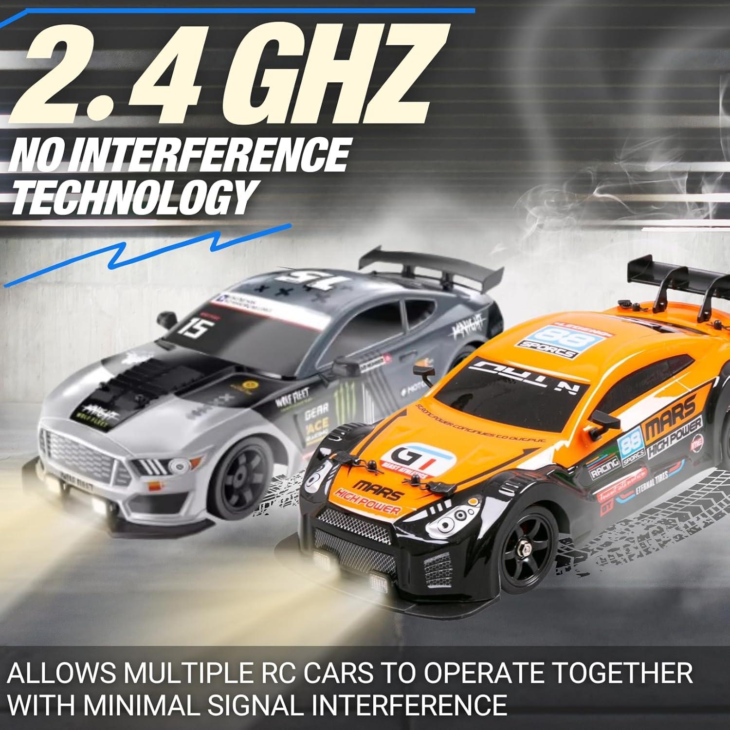 imageLiberty Imports RC Drift Car 116 24GHz 4WD Remote Control Sport Racing OnRoad Vehicle with LED Light Batteries and Drift Tires RedBlue